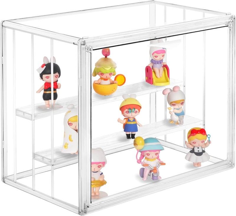 Cutora Clear Acrylic Display Case, 3 Tier Acrylic Blind Box for Figures, Dustproof Storage Organizer with Magnetic Door for Action Figures, Stackable Collectibiles Showcase for Doll Toy Car Model - Image 5